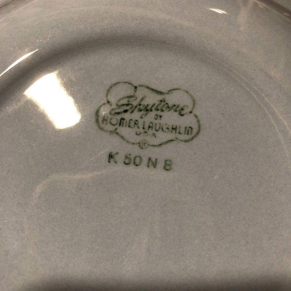 Vintage Homer Laughlin 1950 Skytone Blue Solid Bread Dessert Plate Set of 7 - Picture 7 of 7